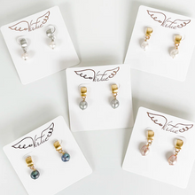 Load image into Gallery viewer, Pearl Semi Hoop Earrings
