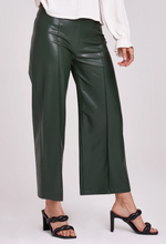 Load image into Gallery viewer, Sparkle Wide Leg Cropped Vegan Leather Pants in Forest
