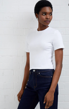 Load image into Gallery viewer, Rallie Cotton Crewneck Tee in White
