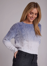 Load image into Gallery viewer, Cable Crew Neck Sweater Sky Ombre
