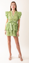 Load image into Gallery viewer, Green &amp; White Floral Dress
