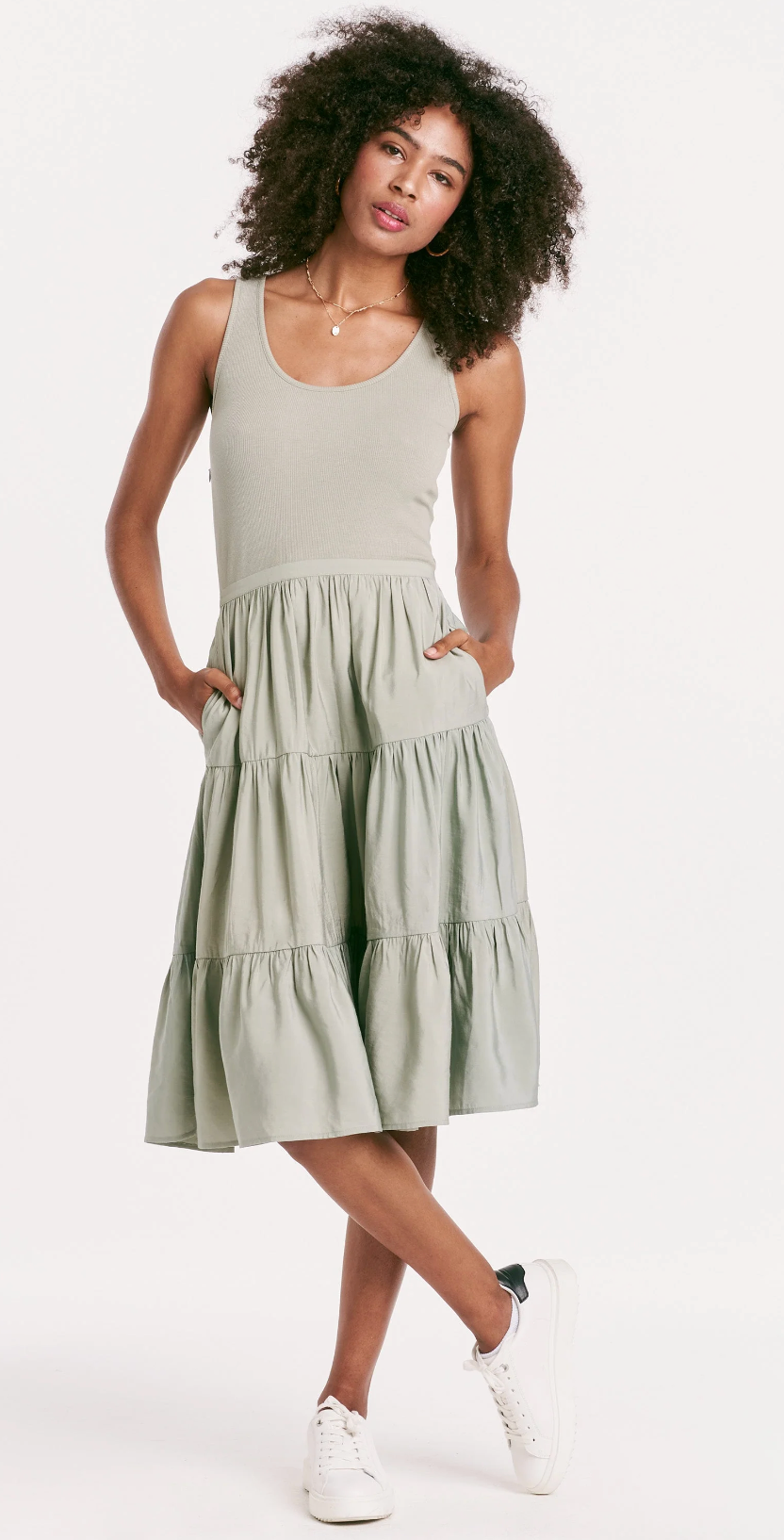 Portia Rib Tank Dress Sage