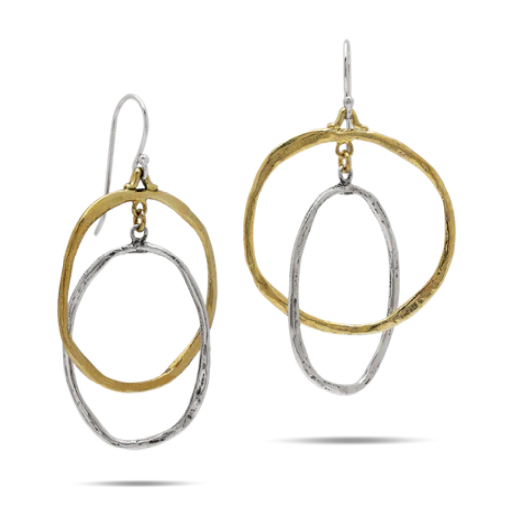 Come Together Earrings- Sterling Silver & Brass