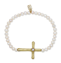 Load image into Gallery viewer, Poetic Cross Pearl Stretch Bracelet
