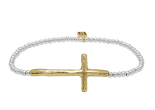 Load image into Gallery viewer, Faith Cross Mini ball Stretch Bracelet
