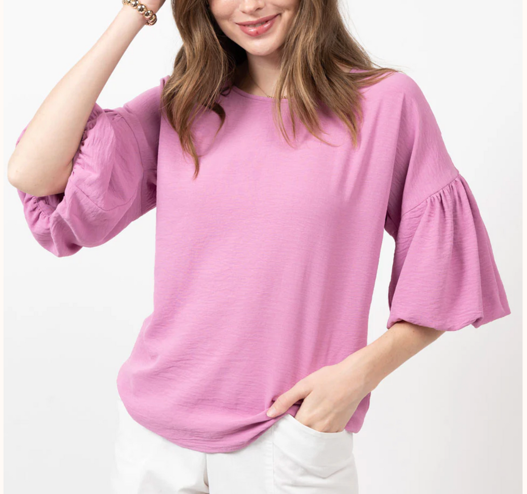 Pouf Sleeve Top in Lavender