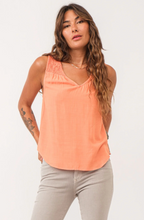 Load image into Gallery viewer, Paige Ruched Tank in Sweet Mandarin
