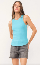 Load image into Gallery viewer, Cora Sleeveless Rib Tank in Cerulean
