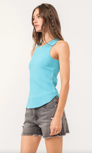 Load image into Gallery viewer, Cora Sleeveless Rib Tank in Cerulean
