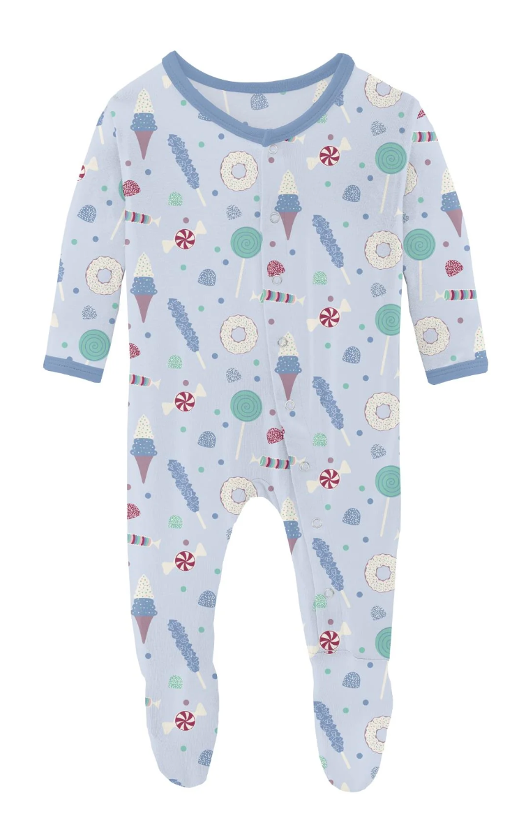 Print Footie Blue Candy Dreams