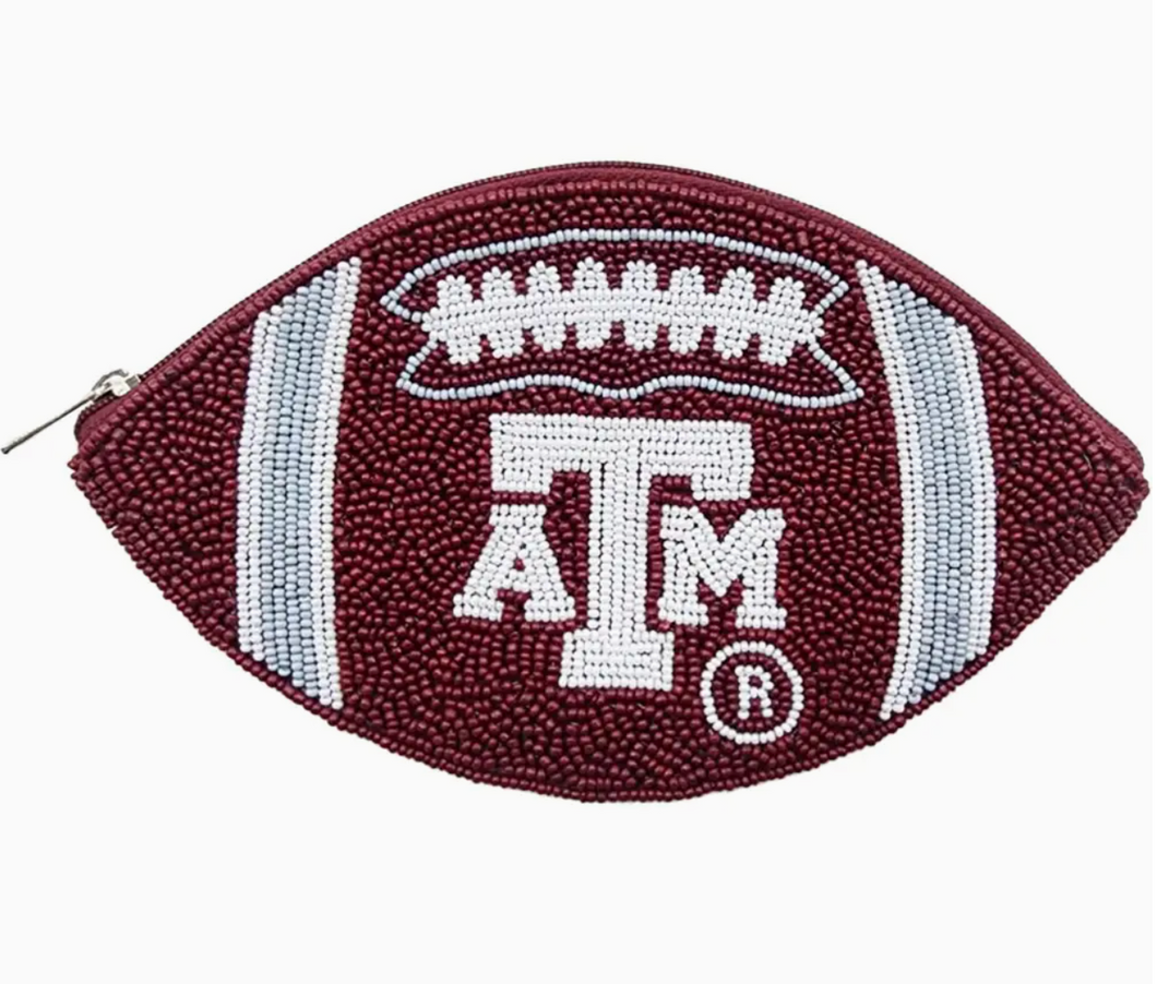 A&M Football Beaded Pouch