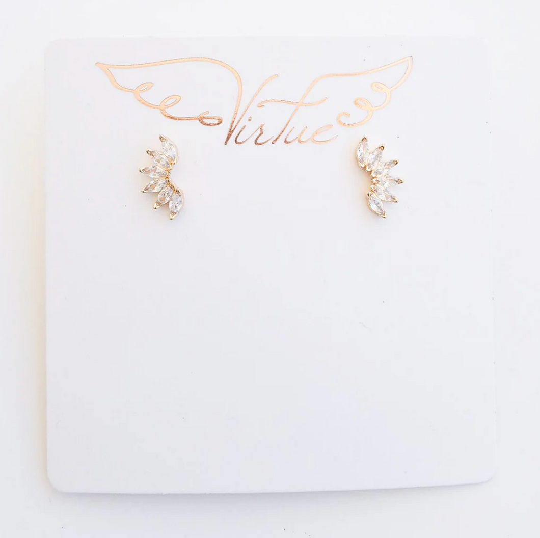 Rhinestone Half Moon Stud