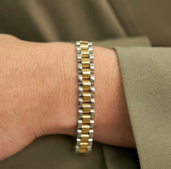 Two Tone Watch Band Bracelet