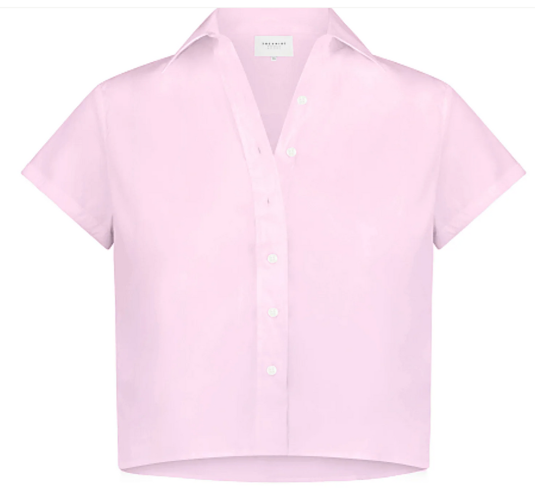 Boxy Short Sleeve Cropped Shirt Light Pink
