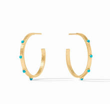 Load image into Gallery viewer, Crescent Stone Hoops
