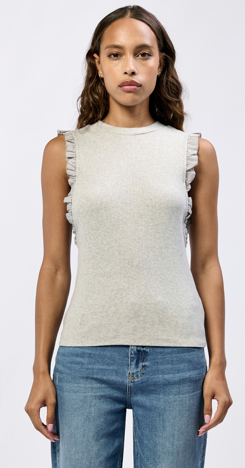 Bridget Ruffle Tank in Heather Gray