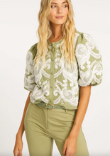 Load image into Gallery viewer, Lucia Sage Embroidery Top
