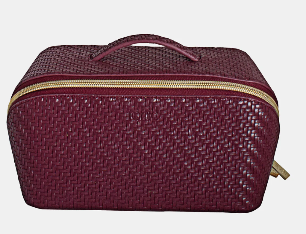 Medium Beauty Bag - Herringbone Plum