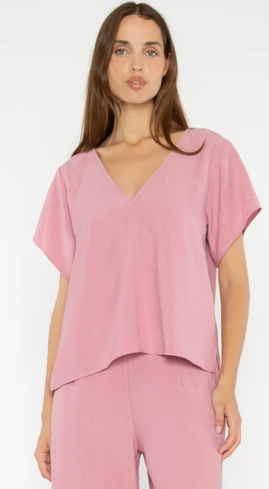 Amaranth Crepe Everyday V Neck