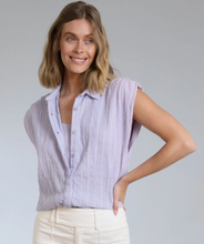 Load image into Gallery viewer, Pleated Shoulder Sleeveless Button Up
