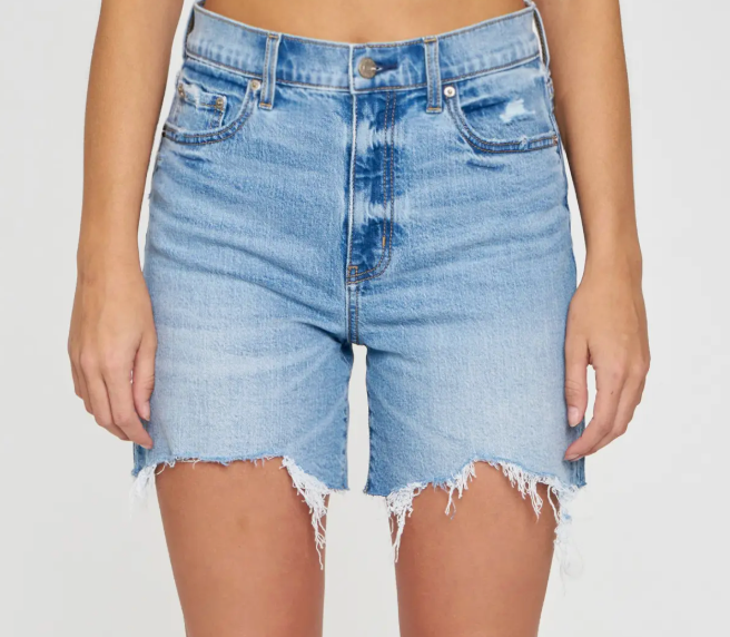 Sundaze High Rise Short in Marina Distressed