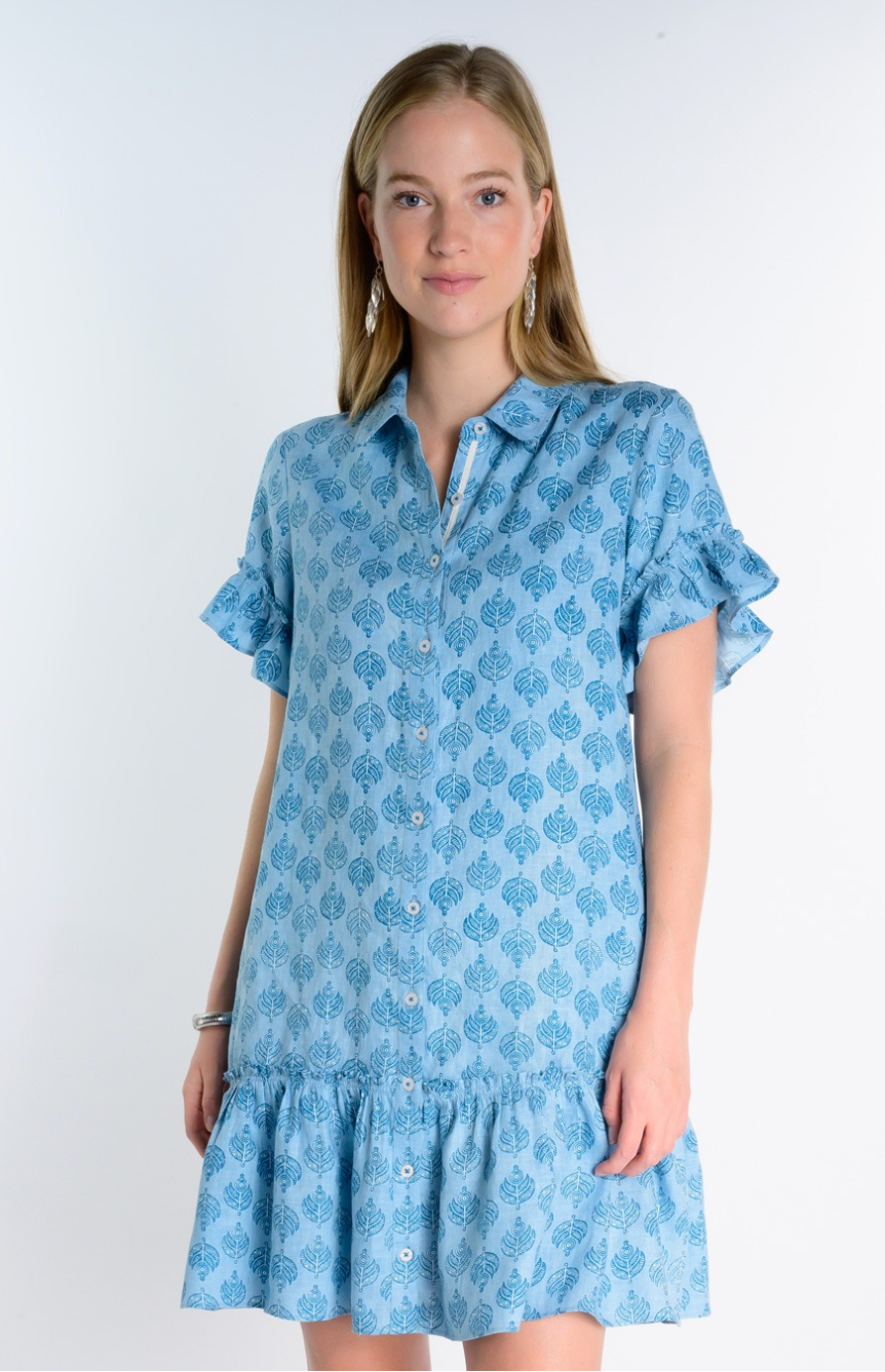 Flounced Hem Shirt Dress
