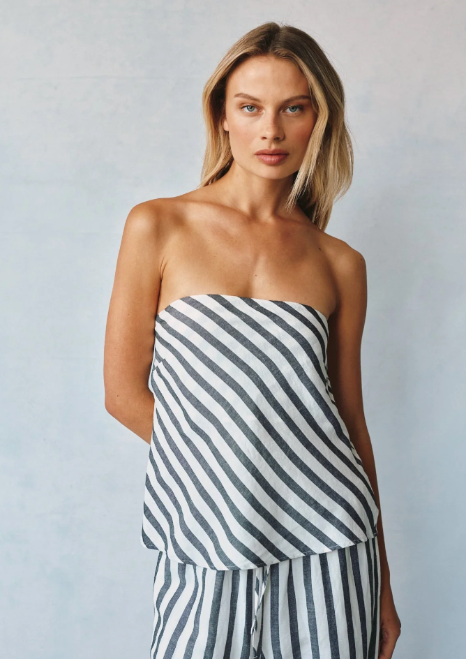 Bias Strapless Top in Saint Tropez Stripe