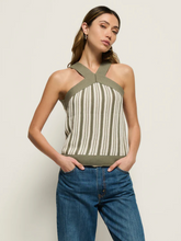 Load image into Gallery viewer, Indy Sweater Halter Top in Herb Stripe

