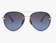 Load image into Gallery viewer, Lenox Aviator Gold + Blue Sunglasses
