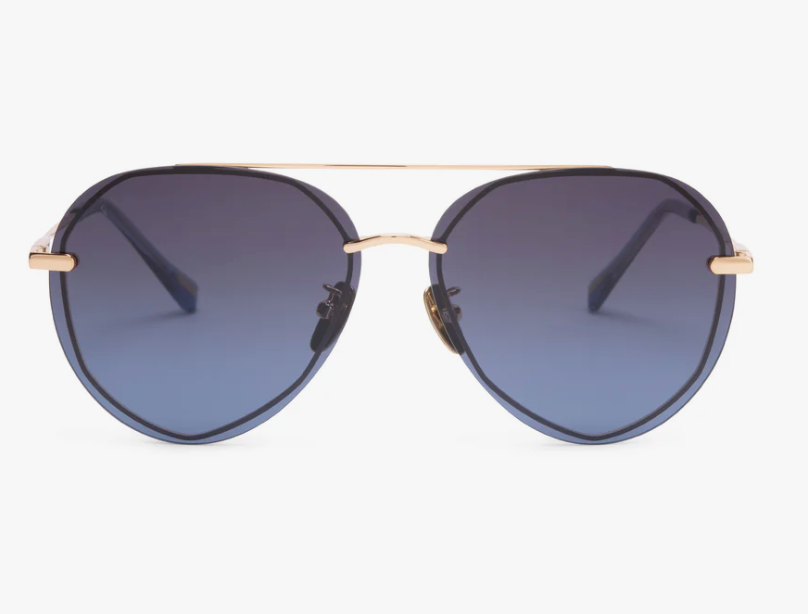 Lenox Aviator Gold + Blue Sunglasses