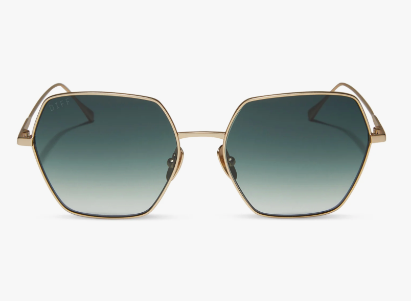 Harlow Hexagon Sunglasses in Matte Gold