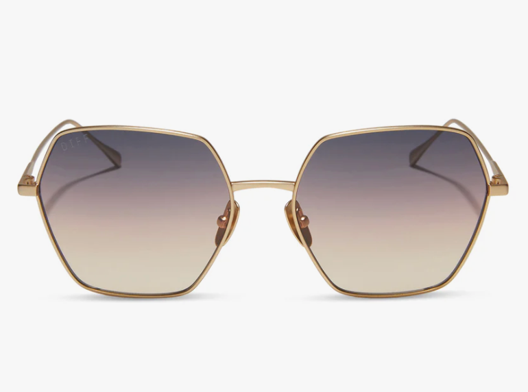 Harlow Hexagon Sunglasses in Brushed Gold