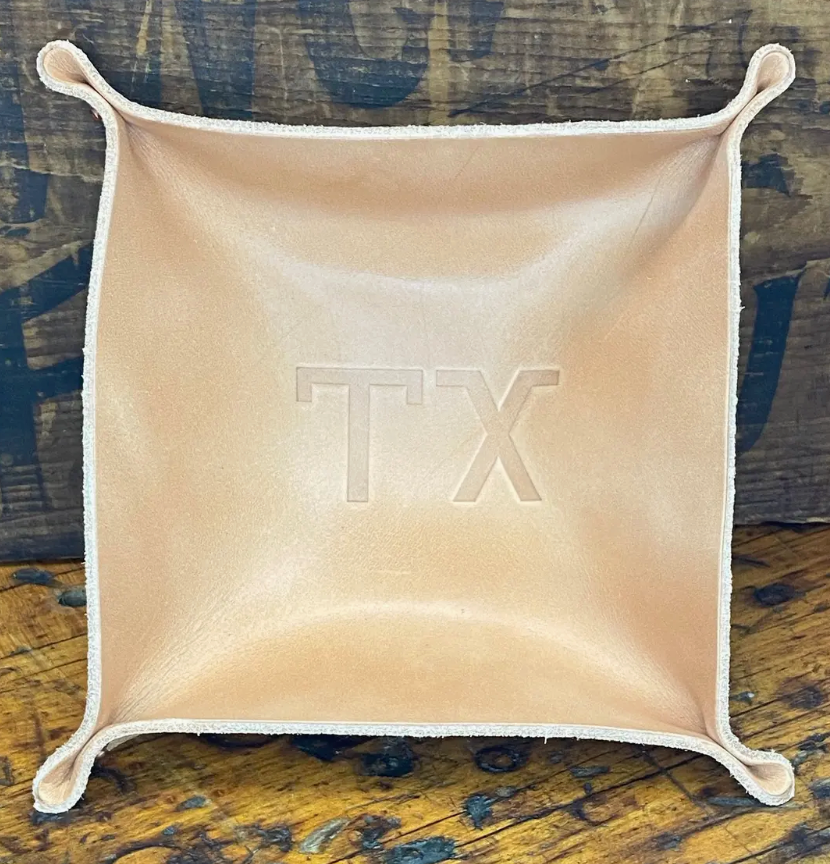 Leather Valet Tray in Light Brown