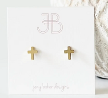 Load image into Gallery viewer, Golden Cross Studs
