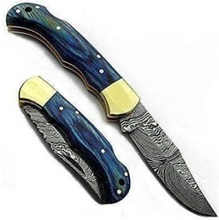 Load image into Gallery viewer, Azul Stainless Damascus Folder with Sheath
