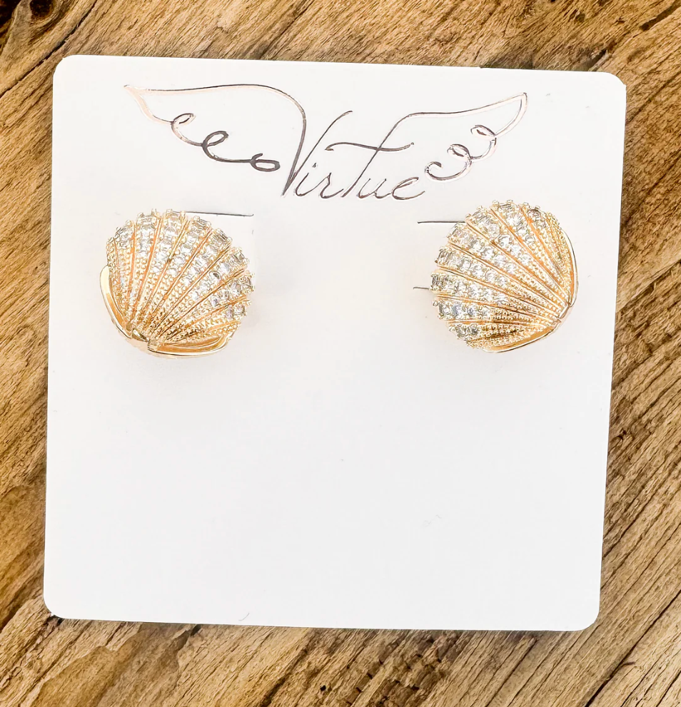 Large CZ Clam Stud