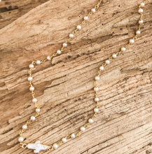 Load image into Gallery viewer, Pearl Bezel on Rosary Necklace

