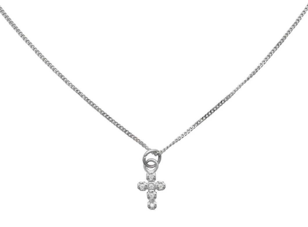 Silver Shiny Cross Necklace