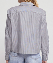 Load image into Gallery viewer, Long Sleeve Boxy Crop in Black &amp; White Stripe
