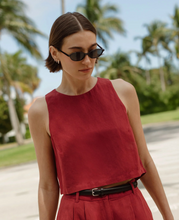 Load image into Gallery viewer, Birdie Linen Shell Top in Brick Red
