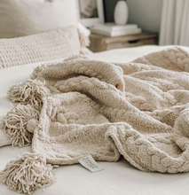 Load image into Gallery viewer, Braided Pom Pom Throw
