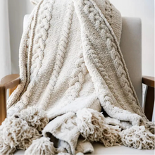 Load image into Gallery viewer, Braided Pom Pom Throw

