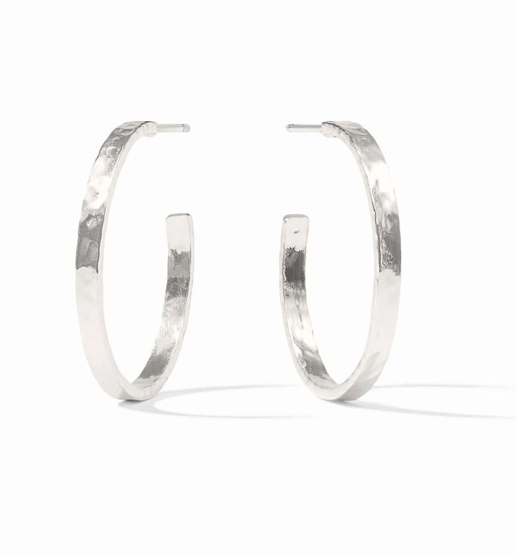 Crescent Hoops in Silver