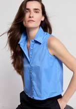 Load image into Gallery viewer, The Boxy Cropped Sleeveless Shirt in French Blue
