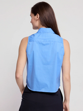 Load image into Gallery viewer, The Boxy Cropped Sleeveless Shirt in French Blue
