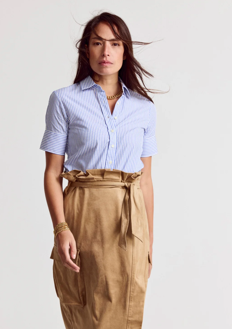 The Short Sleeve Shirt Blue & White Stripe