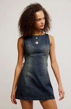 Load image into Gallery viewer, Atlas Denim Mini Dress in Vintage Indigo
