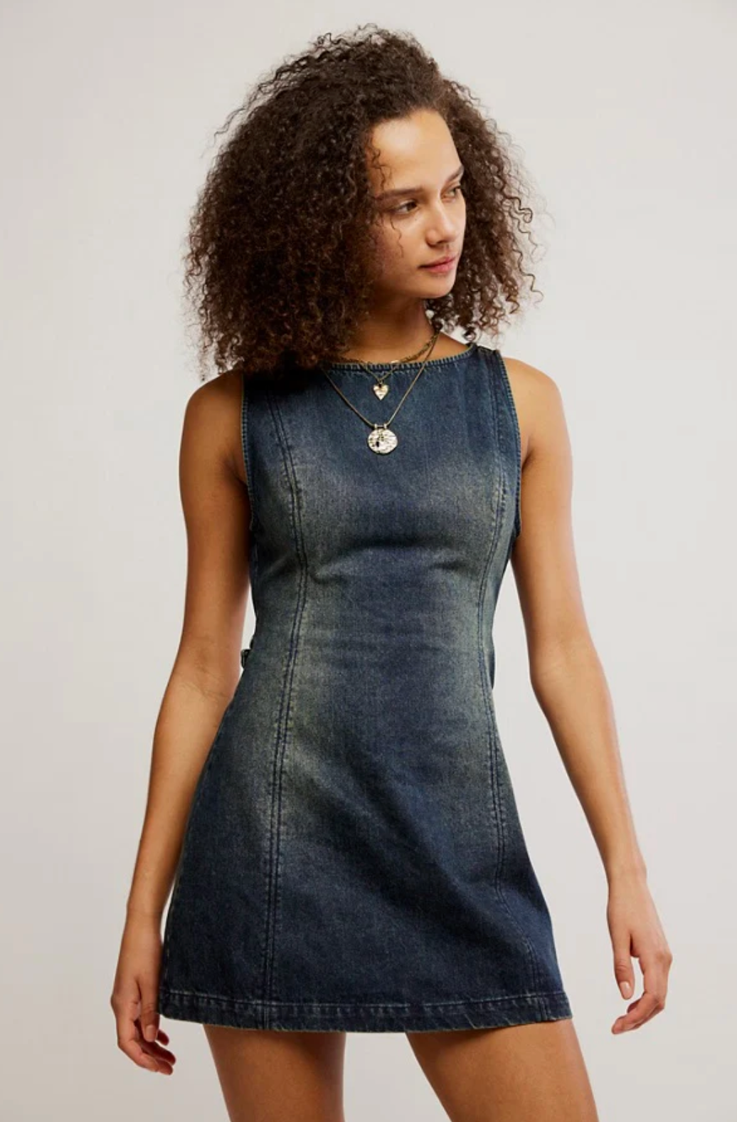 Atlas Denim Mini Dress in Vintage Indigo