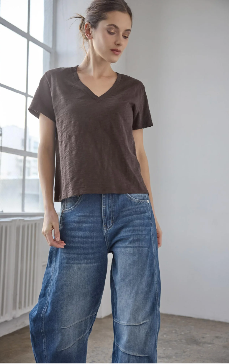 Boyfriend V-Neck Tee in Espresso