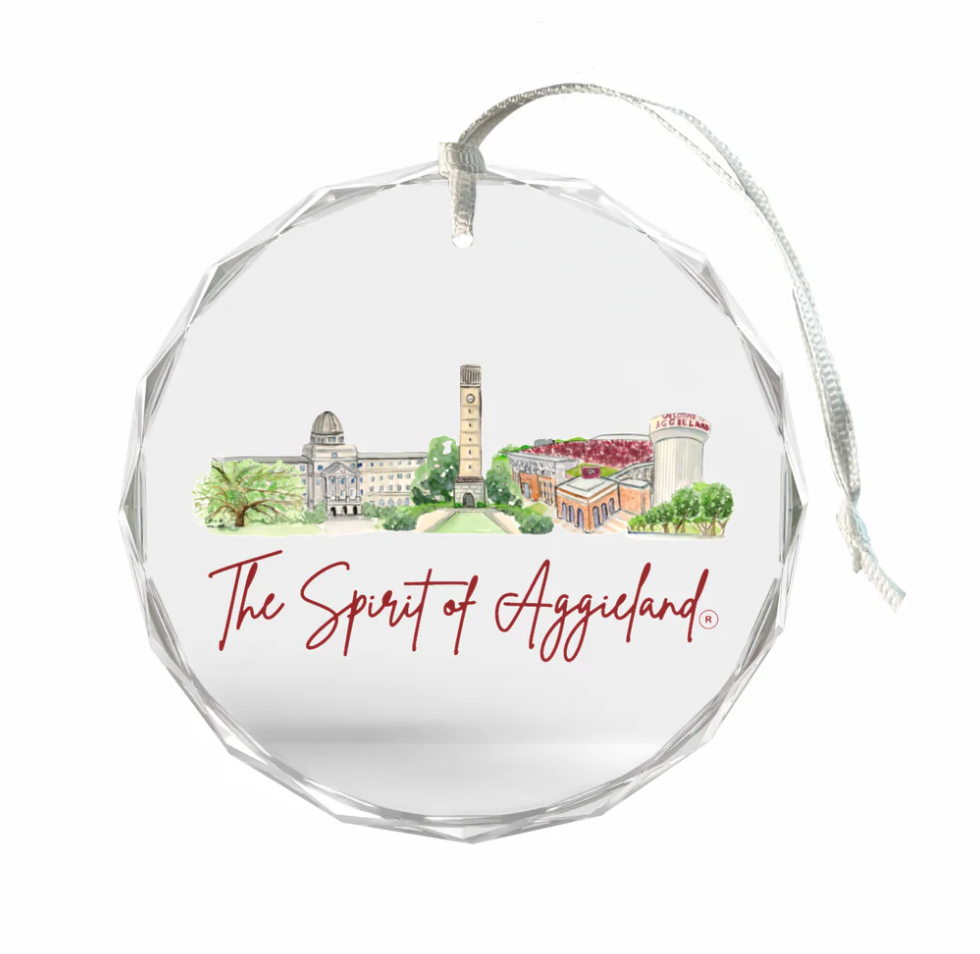 Texas A&M Landmark Glass Ornament
